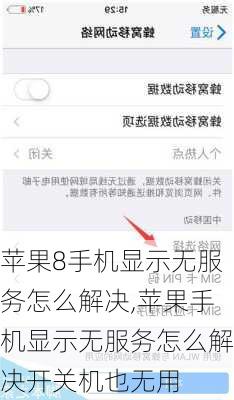 苹果8手机显示无服务怎么解决,苹果手机显示无服务怎么解决开关机也无用
