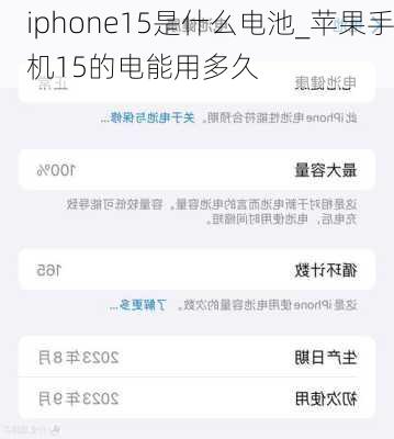 iphone15是什么电池_苹果手机15的电能用多久