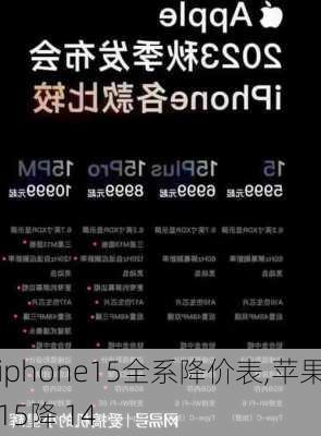 iphone15全系降价表,苹果15降 14