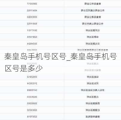 秦皇岛手机号区号_秦皇岛手机号区号是多少