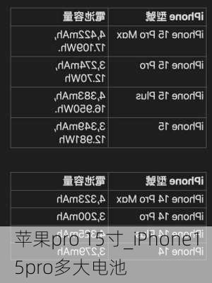 苹果pro 15寸_iPhone15pro多大电池