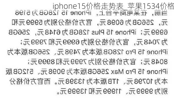 iphone15价格走势表_苹果1534价格