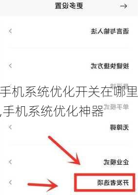 手机系统优化开关在哪里,手机系统优化神器