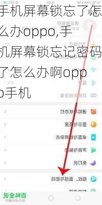 手机屏幕锁忘了怎么办oppo,手机屏幕锁忘记密码了怎么办啊oppo手机