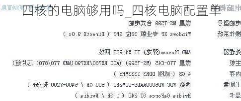 四核的电脑够用吗_四核电脑配置单