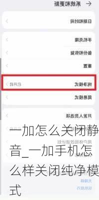 一加怎么关闭静音_一加手机怎么样关闭纯净模式