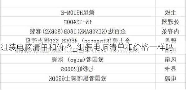 组装电脑清单和价格_组装电脑清单和价格一样吗