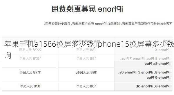 苹果手机a1586换屏多少钱,iphone15换屏幕多少钱啊