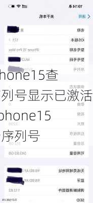 iPhone15查序列号显示已激活机-iphone15查序列号