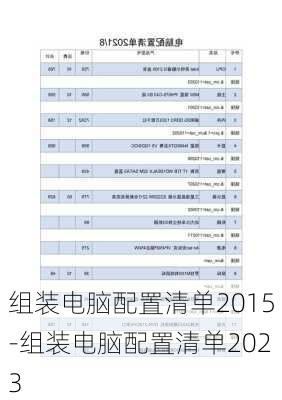 组装电脑配置清单2015-组装电脑配置清单2023