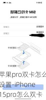 苹果pro双卡怎么设置-iPhone15pro怎么双卡