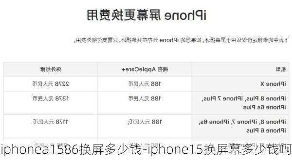 iphonea1586换屏多少钱-iphone15换屏幕多少钱啊