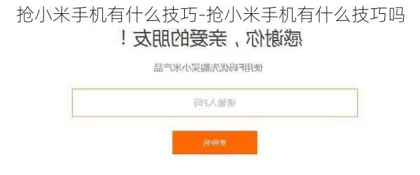 抢小米手机有什么技巧-抢小米手机有什么技巧吗