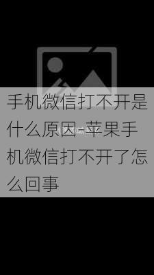 手机微信打不开是什么原因-苹果手机微信打不开了怎么回事