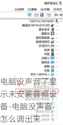 电脑没声音了显示未安装音频设备-电脑没声音怎么调出来