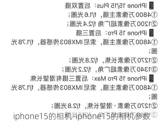 iphone15的相机-iphone15的相机参数