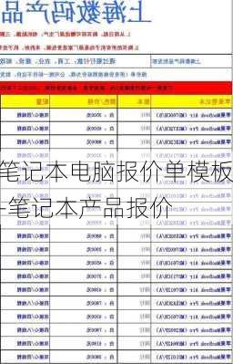 笔记本电脑报价单模板-笔记本产品报价