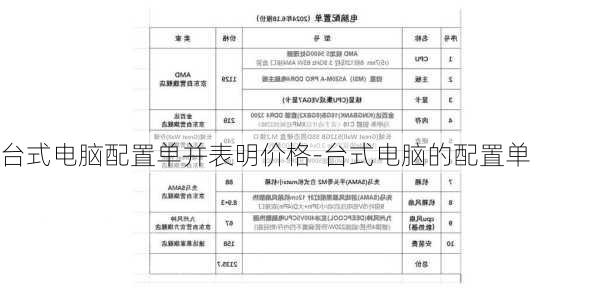 台式电脑配置单并表明价格-台式电脑的配置单