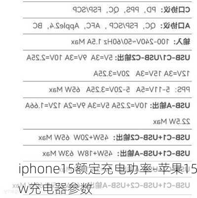 iphone15额定充电功率-苹果15w充电器参数