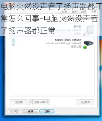 电脑突然没声音了扬声器都正常怎么回事-电脑突然没声音了扬声器都正常