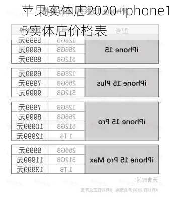 苹果实体店2020-iphone15实体店价格表