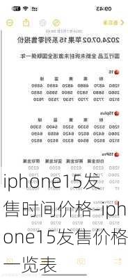 iphone15发售时间价格-iphone15发售价格一览表