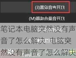 笔记本电脑突然没有声音了怎么解决-电脑突然没有声音了怎么解决