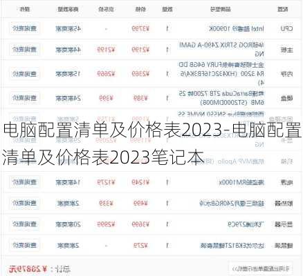 电脑配置清单及价格表2023-电脑配置清单及价格表2023笔记本