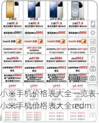 小米手机价格表大全一览表-小米手机价格表大全redmi