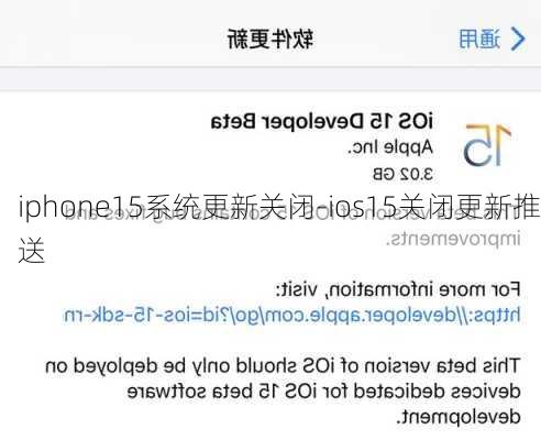 iphone15系统更新关闭-ios15关闭更新推送