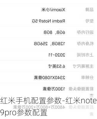 红米手机配置参数-红米note9pro参数配置