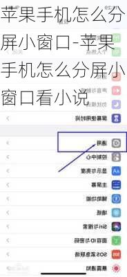 苹果手机怎么分屏小窗口-苹果手机怎么分屏小窗口看小说