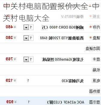 中关村电脑配置报价大全-中关村电脑大全