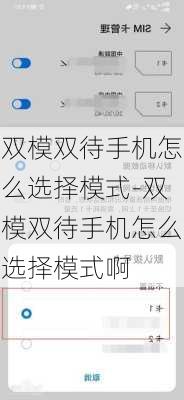 双模双待手机怎么选择模式-双模双待手机怎么选择模式啊